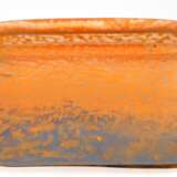 Jugendstil-Jardiniere, oval, Mattglas mit orangen und blauen Einschmelzungen, 10,5x27,5x14 cm - photo 1