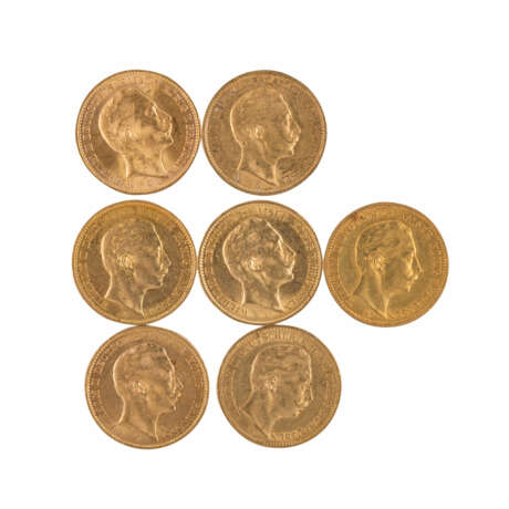 Preussen/GOLD - 7 x 20 Mark Wilhelm II., - Foto 1