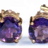 Ohrstecker, 375er GG / 9 kt., Amethyste, Durchmesser ca. 5 mm - фото 1