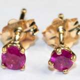 Ohrstecker, 14 k GG, Rubine, Dm. ca. 3 mm - Foto 1