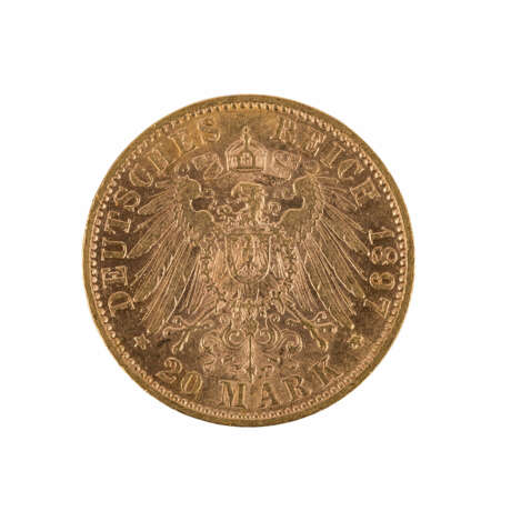 Württemberg/GOLD - 20 Mark 1897 F Wilhelm II., - фото 2