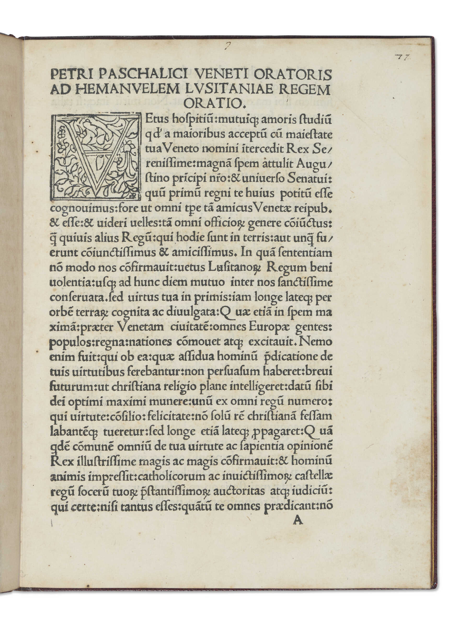 Ad Hemanuelem Lusitaniae regem Oratio Ad Hemanuelem Lusitaniae regem Oratio