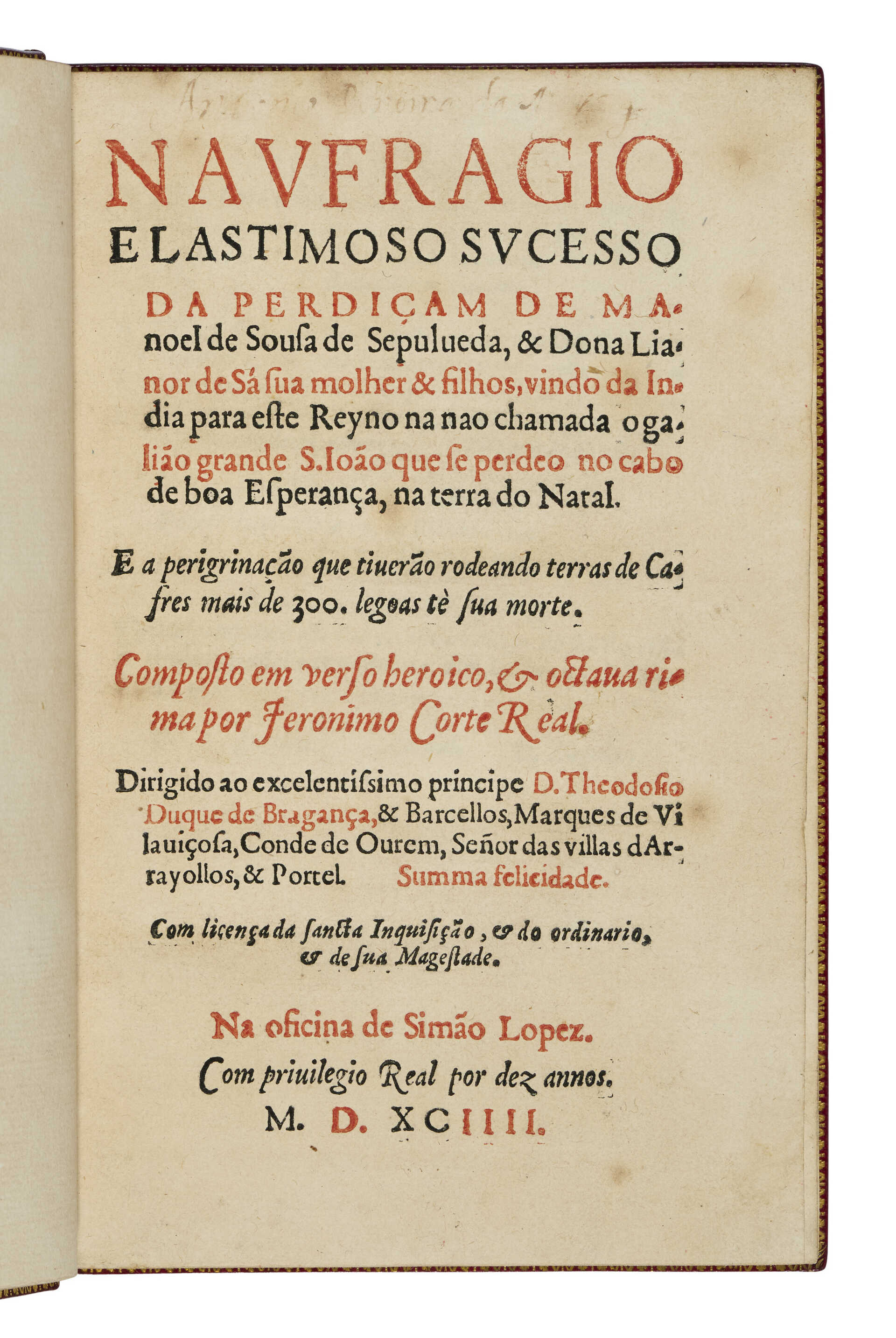 Naufrágio e lastimoso sucesso da perdiçam de Manuel de Sousa de Sepulveda