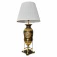 19th-Century Empire-Style Lamp in Gilt Bronze and Brown Patina with Marble Base - Achat en un clic