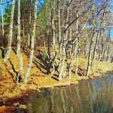 “April on the lake” Canvas Oil paint Realist Landscape painting 2019 - photo 1