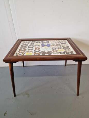 Vintage table with butterflies Mahogany Design of 50-60’s Mid-20th century - photo 5