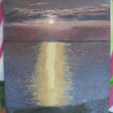 “The painting Sunset over sea” Cardboard Oil paint Realist Landscape painting 2018 - photo 1