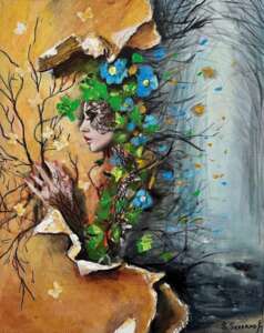 Pintura abstrata em técnica mista