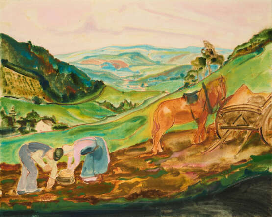 Max Kaus. Sauerland Herbstlandschaft mit Kartoffelbauern - Foto 1