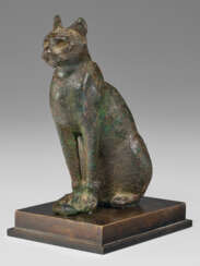 AN EGYPTIAN BRONZE CAT