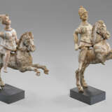 TWO CANOSAN TERRACOTTA HORSES AND RIDERS - photo 1