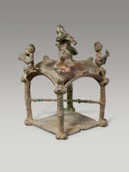 A COPTIC BRONZE VOTIVE TEMPLE WITH MUSICIANS