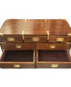 Overview. 19th Century English Campaign Marine Chest of Drawers in Mahogany