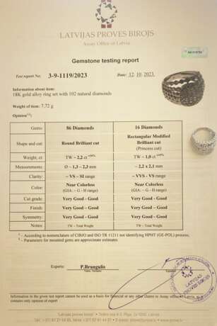 Золотое кольцо 18к с бриллиантами. Диаманты 21th century г. - фото 8