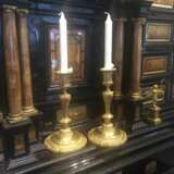 19th Century Pair of Gilded Bronze Transition Louis XV Style Candle Holders Bronze Napoleon III 19th century - photo 2