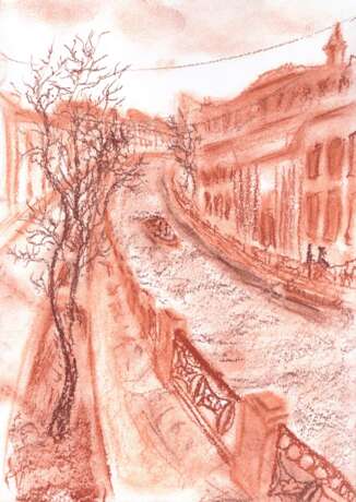 Канал Санкт-Петербург Papier Sanguine Impressionnisme Paysage urbain Russie 2022 - photo 1