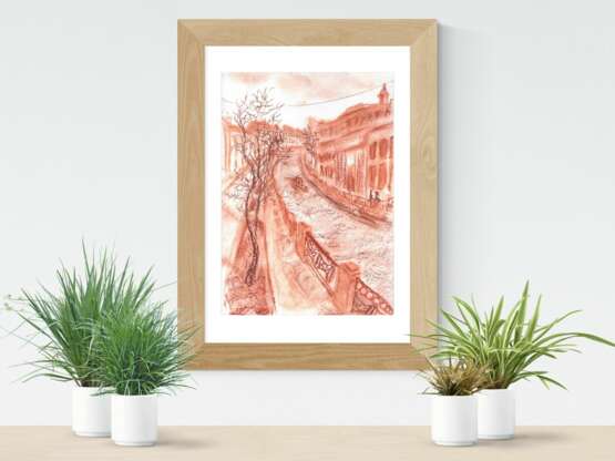 Канал Санкт-Петербург Papier Sanguine Impressionnisme Paysage urbain Russie 2022 - photo 2