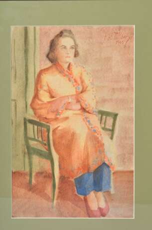 Peinture Portraits de parents par Jans Roberts Tilbergs watercolor Early 20th century - Foto 6