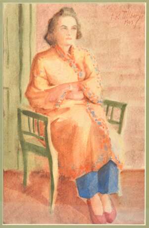 Peinture Portraits de parents par Jans Roberts Tilbergs watercolor Early 20th century - Foto 12