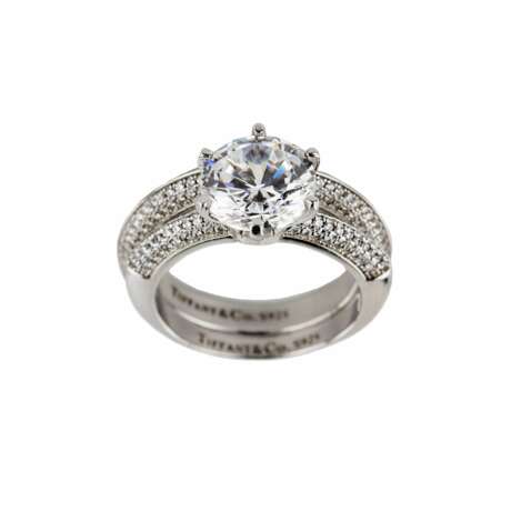 Bague double en argent avec zircons tailles en brillant. Argent 925 20th century - photo 3