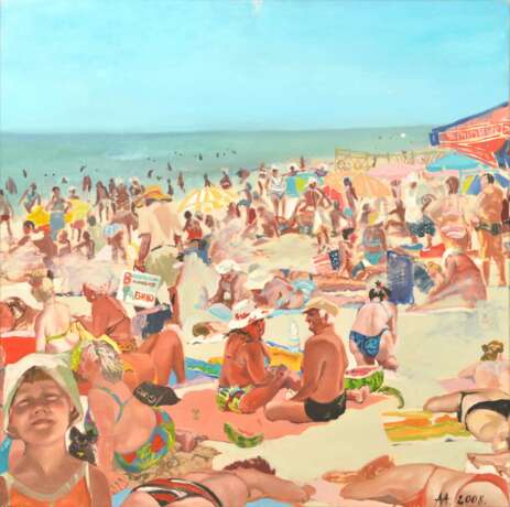 Peinture &agrave; l&amp;39;huile Plage d&amp;39;Odessa par Anita Arbidane 21th century - Foto 1