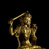 A GILT COPPER ALLOY FIGURE OF MANJUSHRI - photo 3