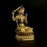 A GILT COPPER ALLOY FIGURE OF MANJUSHRI - photo 4