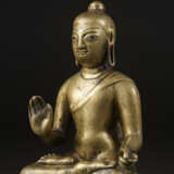 A SILVER INLAID BRASS FIGURE OF BUDDHA - photo 5