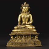 A GILT COPPER ALLOY FIGURE OF SHAKYAMUNI BUDDHA - photo 1