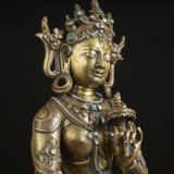 A SILVER COPPER AND GOLD INLAID BRASS FIGURE OF SITATAPATRA - photo 2