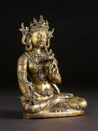 A SILVER COPPER AND GOLD INLAID BRASS FIGURE OF SITATAPATRA - photo 3