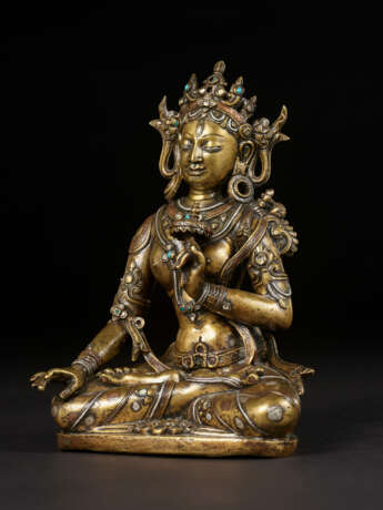 A SILVER COPPER AND GOLD INLAID BRASS FIGURE OF SITATAPATRA - photo 5