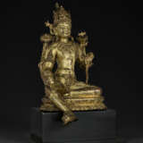 A GILT COPPER ALLOY FIGURE OF MANJUSHRI - photo 3