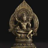 A SILVER AND COPPER INLAID FIGURE OF MANJUSHRI - photo 1