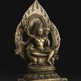A SILVER AND COPPER INLAID FIGURE OF MANJUSHRI - photo 2
