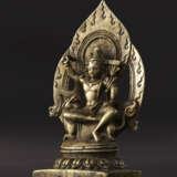 A SILVER AND COPPER INLAID FIGURE OF MANJUSHRI - photo 3
