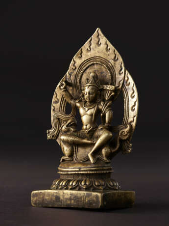 A SILVER AND COPPER INLAID FIGURE OF MANJUSHRI - photo 3