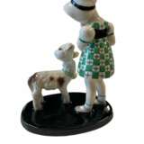 Goldscheider - Claire Weiss - Figurine de jeune fille debout avec chapeau et agneau - Fa&iuml;ence Fayence Art Nouveau 20th century - Foto 5