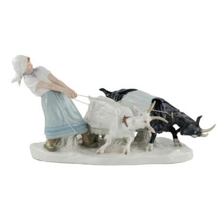 Composition en porcelaine Berg&egrave;re aux ch&egrave;vres. Pilz Otto .Meissen 1850-1924 Porcelain Hand Painted Art Nouveau Early 20th century - Foto 5