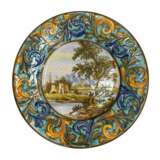 Set of Two Hand-Pair of Italian Renaissance Style Platters by N. Tapolini 1970s Metal ceramics 20th century - photo 2