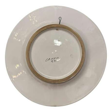 Set of Two Hand-Pair of Italian Renaissance Style Platters by N. Tapolini 1970s Metal ceramics 20th century - photo 3