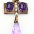 Gold pendant with amethysts and cultured pearls - One click purchase