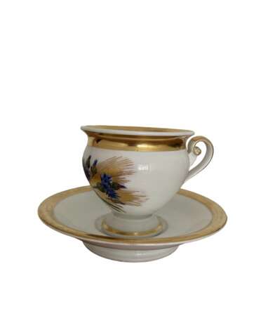 Royal Copenhagen Empire Style Cup and Saucer - 19th Century Porcelain Denmark Porcelain Hand Painted Gilding Empire 19th century - photo 1