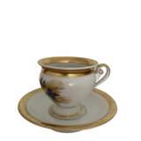 Royal Copenhagen Empire Style Cup and Saucer - 19th Century Porcelain Denmark Porcelain Hand Painted Gilding Empire 19th century - photo 2