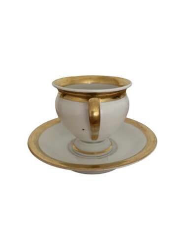 Royal Copenhagen Empire Style Cup and Saucer - 19th Century Porcelain Denmark Porcelain Hand Painted Gilding Empire 19th century - photo 4