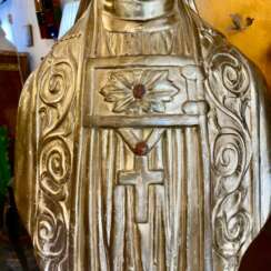 Late 17th Century Reliquary Bust of a Bishop in Gilded Wood