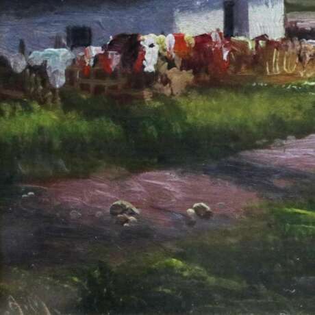 Перед дождем. Вид на проселок и украинскую хату. oil on cardboard realism 20th century г. - фото 3