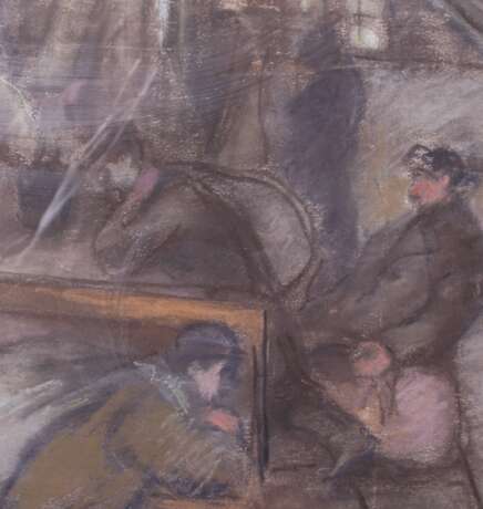 Dans le sauna Black pencil watercolor Early 20th century - Foto 2