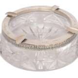 Cendrier en cristal avec finition argent&eacute;e et gravure Crystal Early 20th century - photo 1