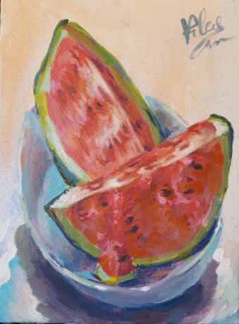 “Juicy slices” Canvas Acrylic paint Expressionist Still life 2018 - photo 1